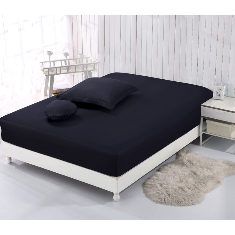 VISION Fitted Sheet 150 x 200 cm Black 100% Cotton