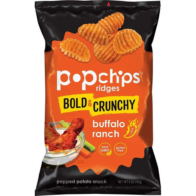 Popchips Potao Chips Ridges Buffalo Ranch 5 oz Bags (Pack of 12)
