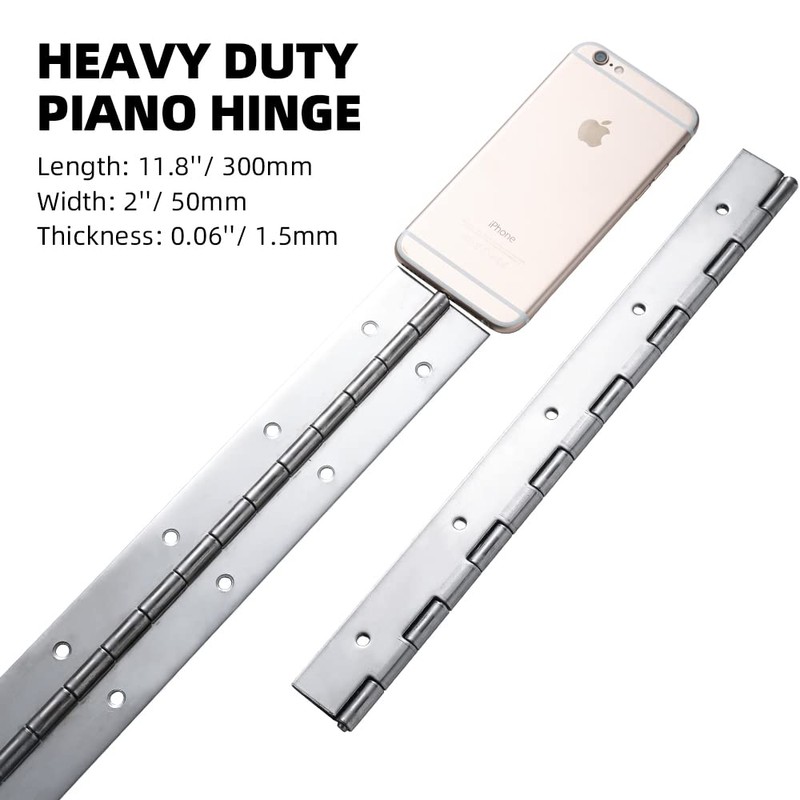 Marine Grade 304 Stainless Steel Piano Hinge, 12"X2" Continuous Boat