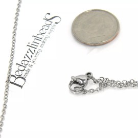 Bedazzlinbeads Petite Surgical 304 Grade Stainless Steel Silver 1.5mm Thin Cable Chain Necklace