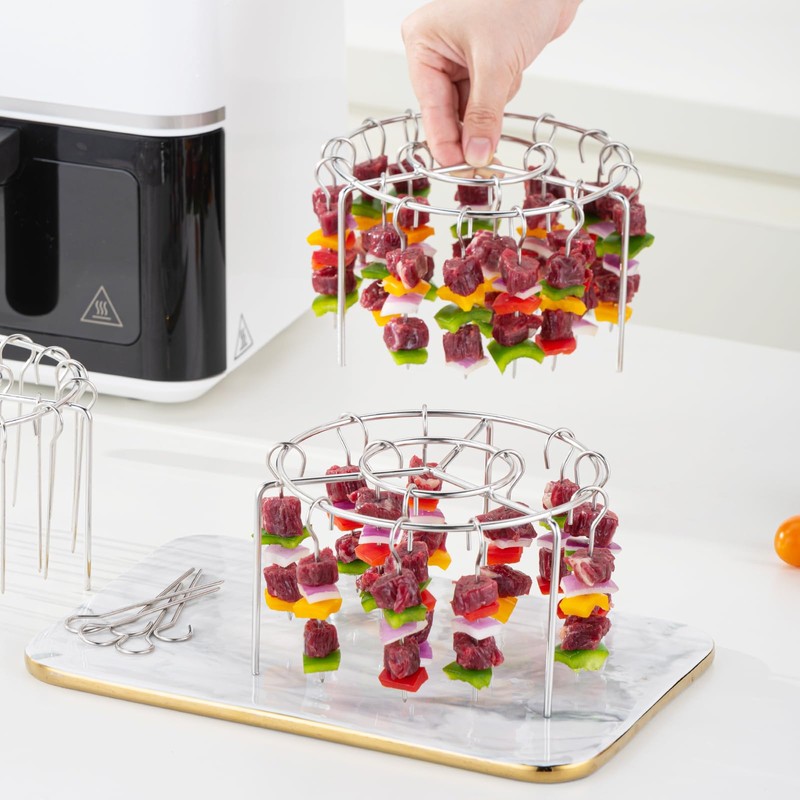 Cayde Bear Round Cooing Rack with 12 Steel Skewers,6 Inch