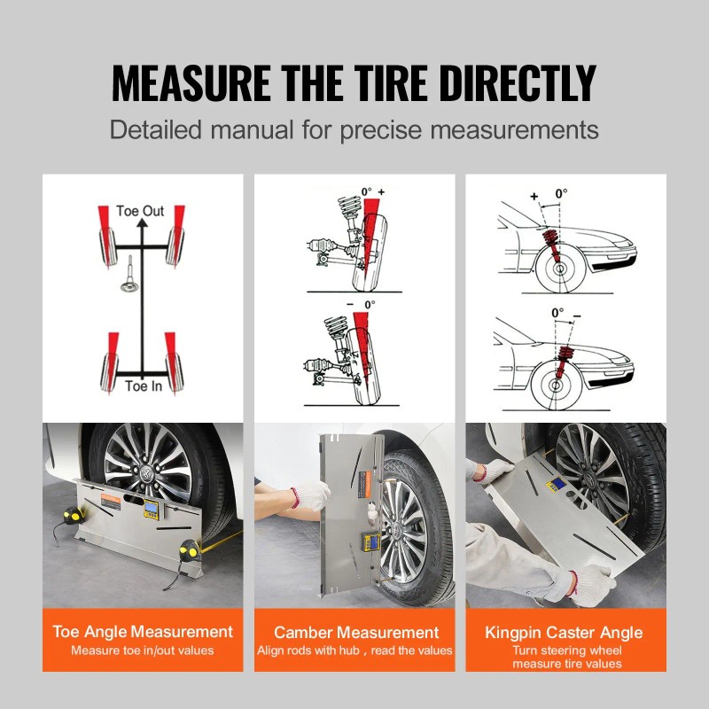 2 Pack Stainless Steel Camber/Caster/Toe Gauge Wheel Alignment Tool 0.1