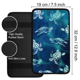 Hobbspring 1 Stück Auto Mittelkonsolen Abdeckung 32x19cm Meeresschildkröte Universelles Auto Armlehnenpolster Blau Auto Armlehnenbezüge Schutz Auto Armlehnenkissenbezug Für Die Meisten Fahrzeuge/LKW