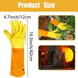 leather Gardening Gloves for Women/Men, Thorn Proof, Breathable Rose Pruning Gloves Gardening Tools, Thick Palm Gauntlet with Forearm Protection, for Gardener and Farmer