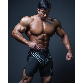 FIED IFBB 15inch Mensphysique Board-Shorts Posing Trunks Competition (Edge Black) (US, Numeric, 32, Regular, Regular, Black)