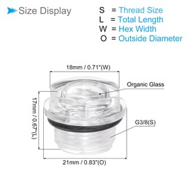CoCud Air Compressor Oil Sight Glass, | G3/8 Male Thread | Hex Head Oil Liquid Level Indicator Glass Window - (Applications: for Gearbox Fittings), 5-Pieces