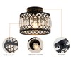 Zlepmlla Crystal Ceiling Light, Black Flush Mount Ceiling Light Fixture,