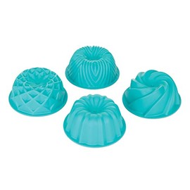 Nordic Ware 69800M Micro Mini Bundt Set, Four 1-Cup Servings, Blue