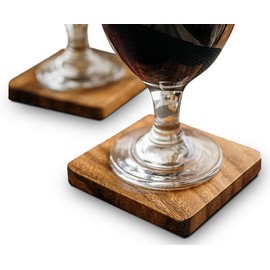 Casa/Legno Handcrafted 3.5 inch Wooden Coasters for Drinks, Perfect for Coffee Table or Beverages - Decorative Cup Coaster Set (4)