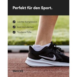 Snocks® Men's & Women's Breathable Running Socks (4 x Pair) Compression + Protection Against Blisters, black, 39-42