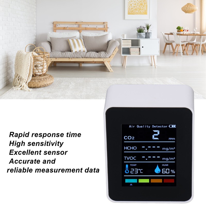 White Infrared CO2 Detector Realtime Reading Accurate Carbon Dioxide Temperature