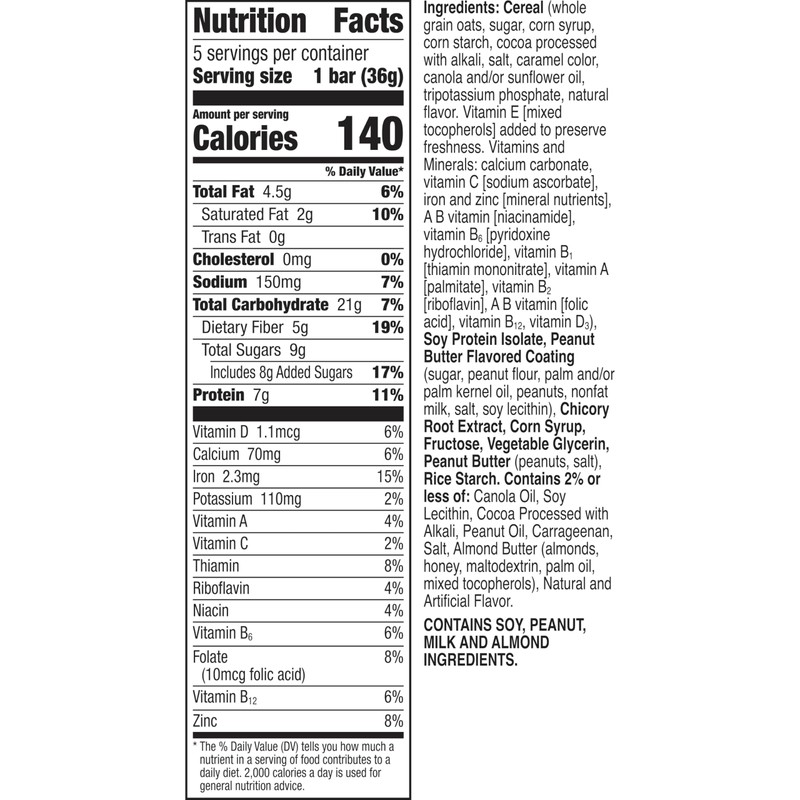 Cheerios Protein Chewy Bars, Snack Bars, Chocolate Peanut Butter, 5