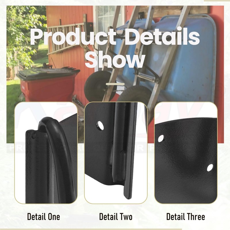 Wheelbarrow Storage Bracket - 90 lbs Capacity, Heavy Duty Storage
