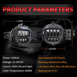 XPCTD Upgraded LED Fog Lights for Dodge Ram 1500 2500 3500, 2002-2008 Dodge Ram 1500, 2003-2009 Ram 2500 3500, 2004-2006 Durango Truck, Driver and Passenger Side Black