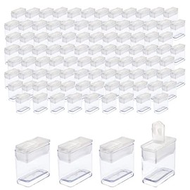 The Beadsmith Clear Plastic Boxes - Rectangle with a Flip Top Cap - 7/16” x 1” x 1” - Use for Beads, Bath Salts, Wedding & Party Favors, Home or Office Storage - Bag of 100