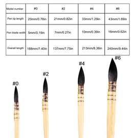 Watercolour Brush Set of 4 Artist Brushes Watercolour Brushes Natural Squirrel Hair Round Fine Tip Ideal for Watercolours and Inks Sizes #0, 2, 4, 6