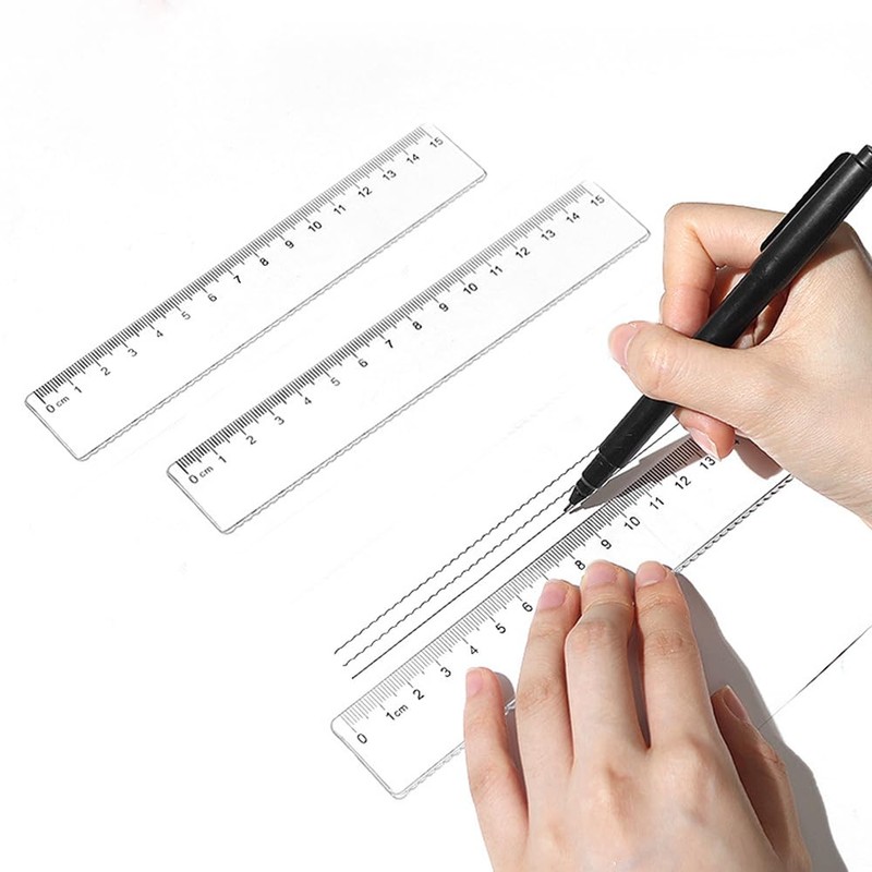 LKCCTK 5.9 inches (15 cm) Clear Plastic Ruler Set of