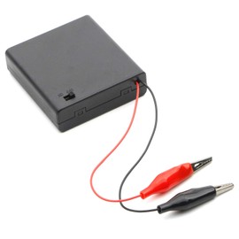 Newzoll On/Off Switch 4 x 1.5V 6V AA Battery Case Holder w Cap Alligator Test Clips, Pack of 6