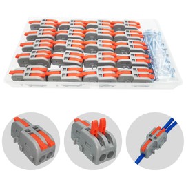 Plug Connector, 1 in 2 Aug Compact Splice Connector with Locking Screws, CESFONJER Electrical Wiring Connector, 20 Pcs One-Touch Connector, Terminal Block