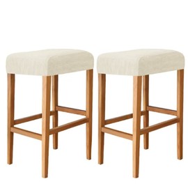 HFCNMY Stool Covers Rectangle,2 Pack Stretch Rectangle Bar Stool Covers Jacquard Vanity Stool Cover Washable Counter Stool Covers Saddle Seat Cover with Elastic Band for Wooden Metal Bench(Beige1)