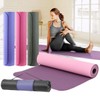 TPE Home Yoga Mat with Carry Bag, 6mm Portable Exercise Training Mat Noise-Reducing Purple