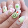 Green tea-eaten turtle handmade nail tip - Petit round /