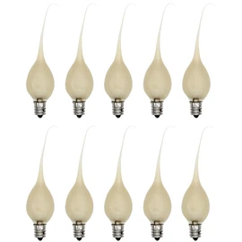 Creative Hobbies® Country Style Incandescent Silicone Dipped Candle Light Bulbs (Pkg of 10 Bulbs) ~ 5 Watt Pearlized Silicone, Gold Glow