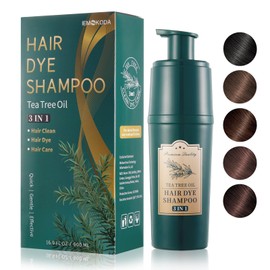 Yocisku Tea Tree Hair Dye Shampoo 3 in 1, Gray Hair Coverage, Long Lasting Hair Color, Shampoo Para Canas Mujer (Dark Coffee)