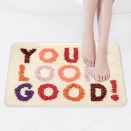 TranRantic Beige Bathroom Rug, 50 x 80 cm Bath Mat Non-Slip Bath Mats for Bathroom