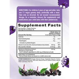 Nature's Truth Kids Elderberry Gummies | 50 Count | with Zinc and Vitamin C | Vegan, Non-GMO & Gluten Free Supplement