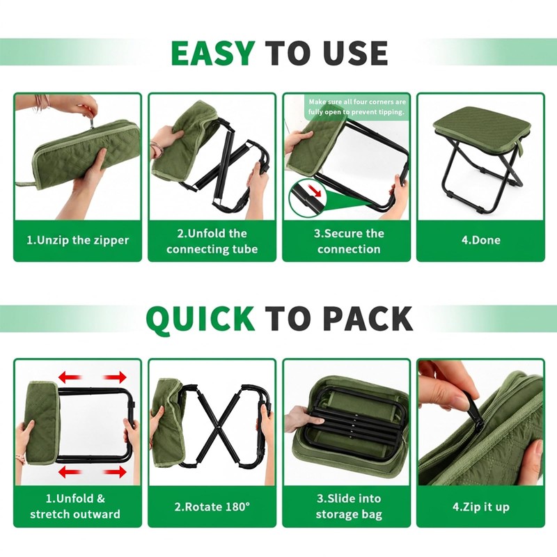 Portable Backpack Stool for Adults, Compact Pocket Folding Stool 176