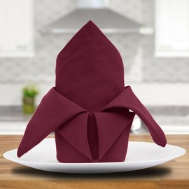 Sweetneedle Napkins, 100% Cotton, Oversized, 45 x 45 cm, Burgundy, Heavy Fabric for Everyday Use, with Mitered Corners, Pack of 12