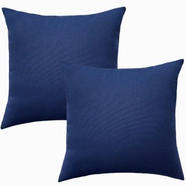 HerHwa Outdoor Throw Pillow Covers ONLY, 18x18 Inches, Pack of 2 – Waterproof, Smooth Zipper, Durable Polyester for Outdoor/Indoor Decor, Machine Washable (Blue)
