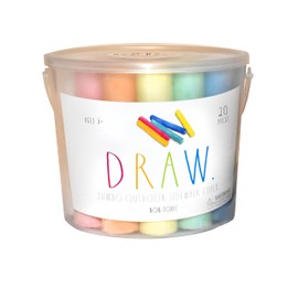 Coconut Float Rae Dunn Jumbo Outdoor Sidewalk Chalk for Kids - DRAW Theme - 20 Pieces, Non-Toxic, Washable Jumbo Chalk - Create Colorful Artwork on the Sidewalk or Chalkboard, For Kids Ages 3+