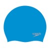 Speedo Unisex Adult's Plain Moulded Swim Cap, Blue/Chrome, One Size