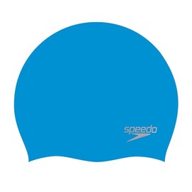 Speedo Unisex Adult's Plain Moulded Swim Cap, Blue/Chrome, One Size