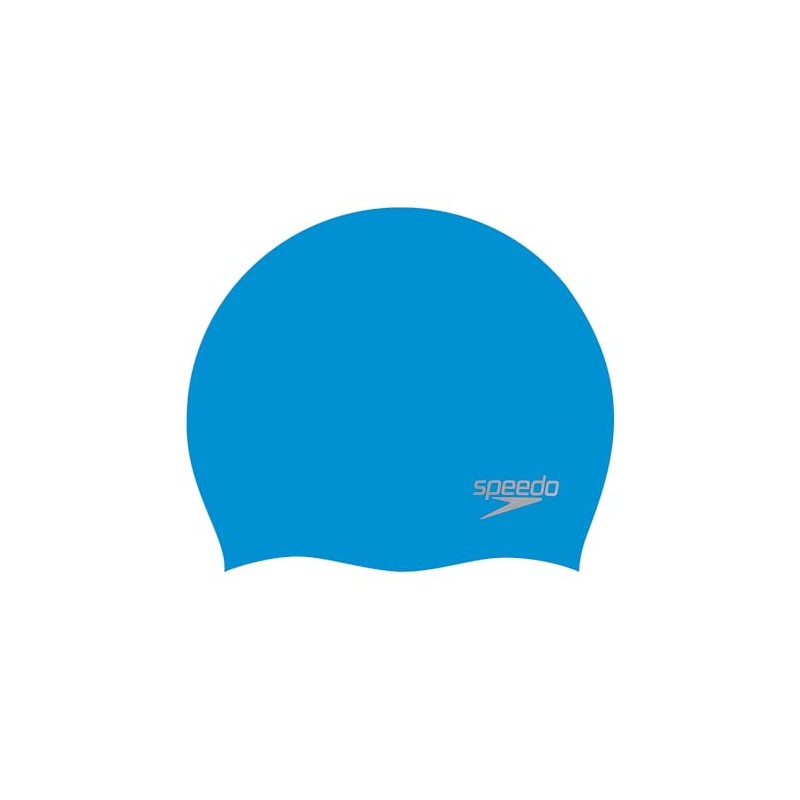 Speedo Unisex Adult's Plain Moulded Swim Cap, Blue/Chrome, One Size
