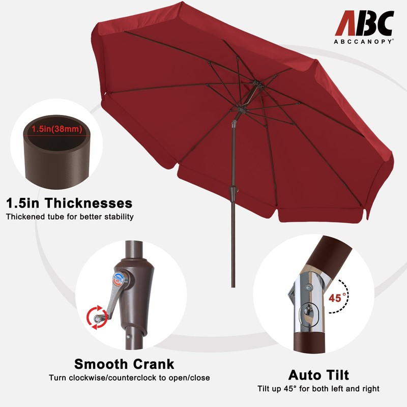 ABCCANOPY 10ft Scalloped Patio Umbrella, Outdoor Table Umbrella with Tilt
