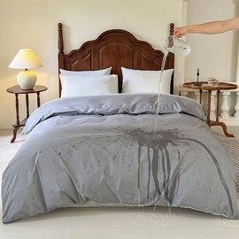 Waterproof Duvet Cover, One-Sided Waterproof Protective Cover for Children, Elderly, Pets, Dogs, Cats (Grey, 155 x 220 cm)