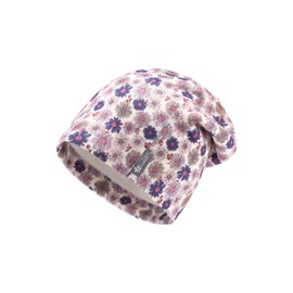 Sterntaler Beanie Printed with Flowers for Girls - Baby and Children Hat Made of Mixed Fabric, Mauve