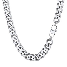 Stainless Steel Cuban Link Chain Necklace Trendy Women Men Jewelry Layering 12mm Chunky Curb Chain Necklaces