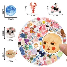 100 Pcs Cute Aesthetic Stickers Watercolor Coquette Sticker Pack Aesthetic Fruit Themed Vinyl Waterproof Stickes for Water Bottles Laptop Skateboard Luggage Computer Stickers