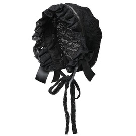 Ladies Victorian Pioneer Colonial Pilgrim Bonnet Plus Size Black 3 M, black 3