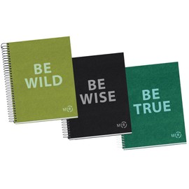 Miquelrius - Pack of 3 A5 Notebooks, 80 Sheets 90gsm Dotted Notebook, Recycled Hardcover and Spiral Cover, 2 Holes, Ideal for Labels, Bullet Journal and Back to School