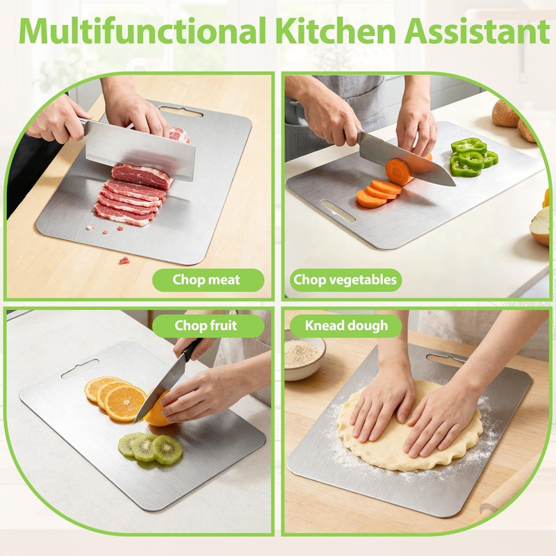 Titanium Cutting Boards for Kitchen - 100% Pure Double-Sided Food