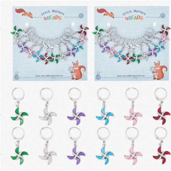 Beadify Rhinestone Windmill Stitch Markers - 24 Pcs Alloy Charms