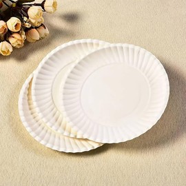 Clarina Paper Plates Pack of 50 Round 23 cm White - Disposable Plates - Paper Plates - Party Plates