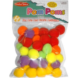 Creative Arts by Charles Leonard Pom-Poms, 1/2 Inch, Hot Colors, 100/Bag (69116)