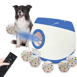 SOCO Automatic Ball Launcher for Dogs Large- 3 Distance Settings (40/60/80FT) w/Remote Control | 2.5" ETPU Tennis Balls | Indoor/Outdoor Dog Toy | 6 Balls & Quick Charge Included