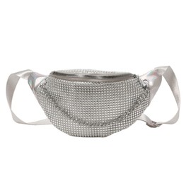 Shiny Rhinestones Crystal Waist Bag Fanny Pack for Women Girls Small Belt Bum Bag Crossbody Cell Phone Pouch for Party Beach Travel